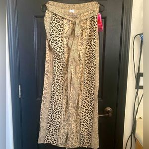 Leopard & Floral Print Flowy Pants